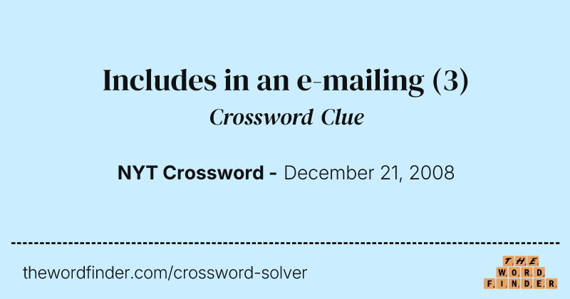 Includes in an e-mailing crossword clue image