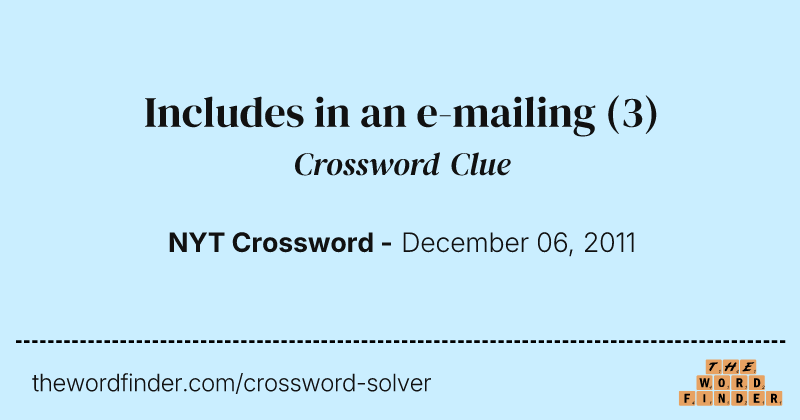 Includes in an e-mailing crossword clue image