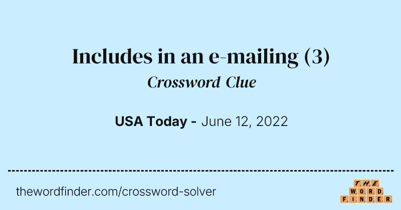 Includes in an e-mailing crossword clue image