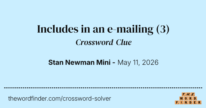 Includes in an e-mailing crossword clue image