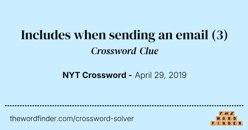 Includes when sending an email crossword clue image