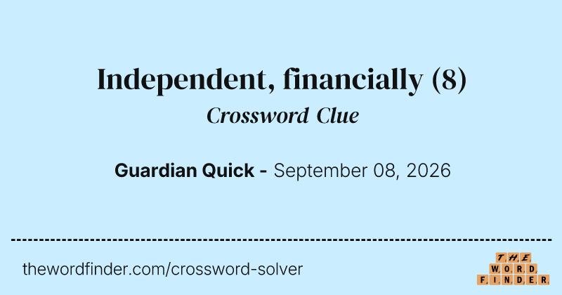 Independent, financially crossword clue image