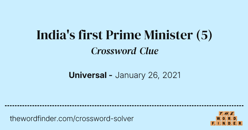 India's first Prime Minister crossword clue image