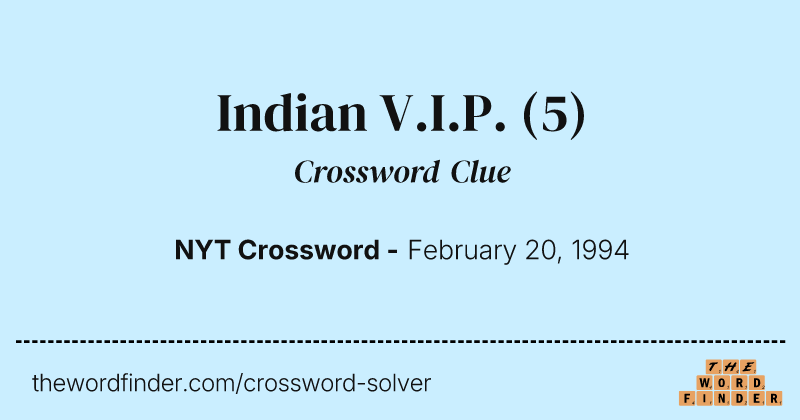 Indian V.I.P. crossword clue image
