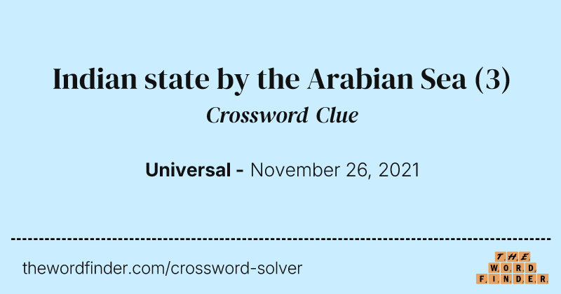 Indian state by the Arabian Sea crossword clue image