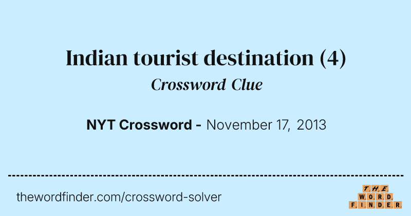 Indian tourist destination crossword clue image