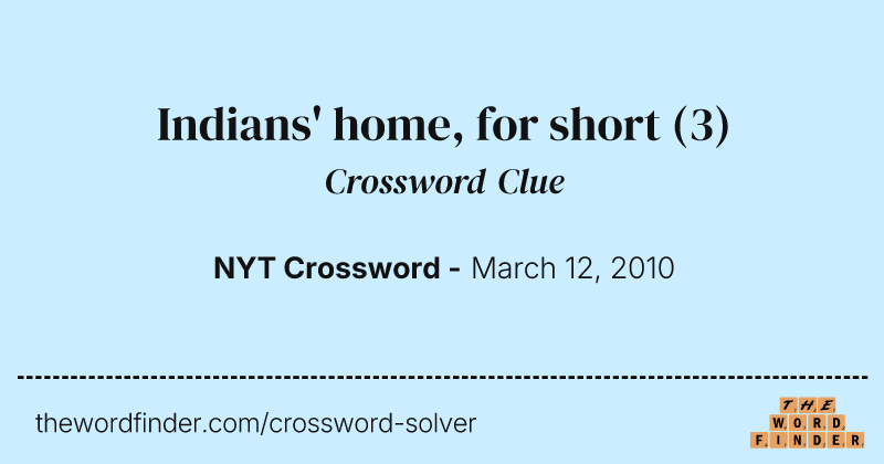 Indians' home, for short crossword clue image