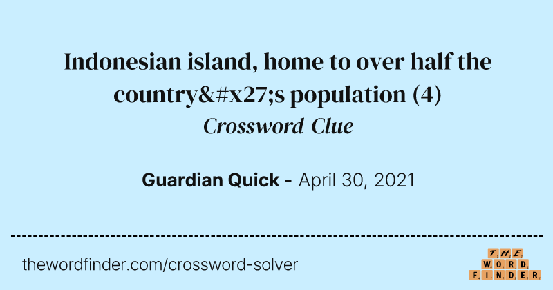 Indonesian island, home to over half the country's population crossword clue image