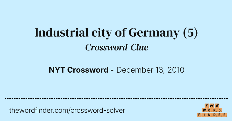 Industrial city of Germany crossword clue image