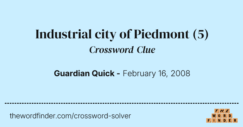 Industrial city of Piedmont crossword clue image