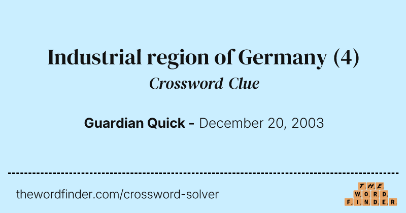 Industrial region of Germany crossword clue image