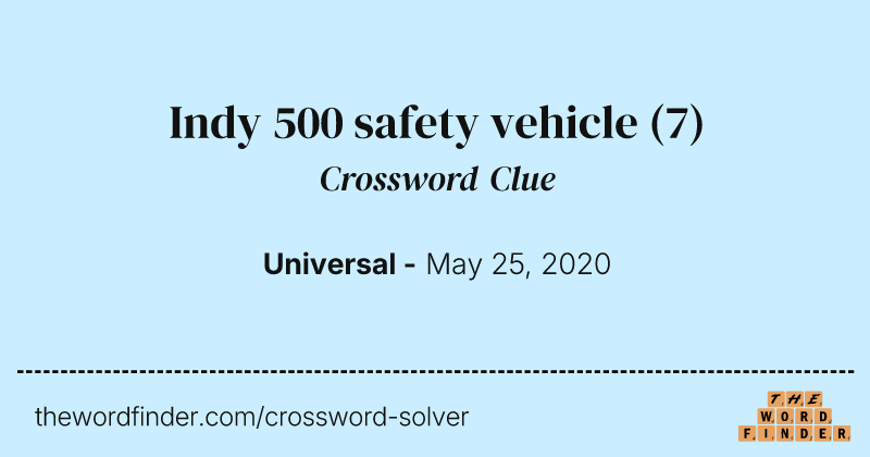 Indy 500 safety vehicle crossword clue image
