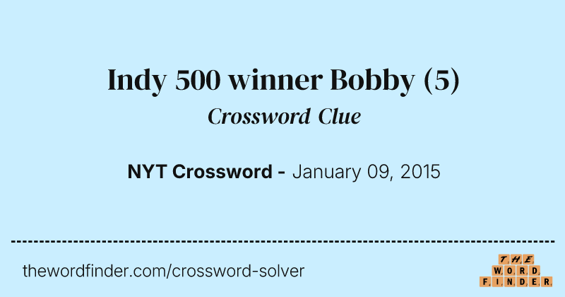 Indy 500 winner Bobby crossword clue image