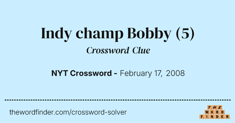 Indy champ Bobby crossword clue image