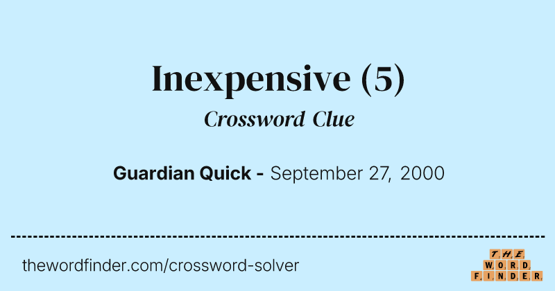 Inexpensive crossword clue image