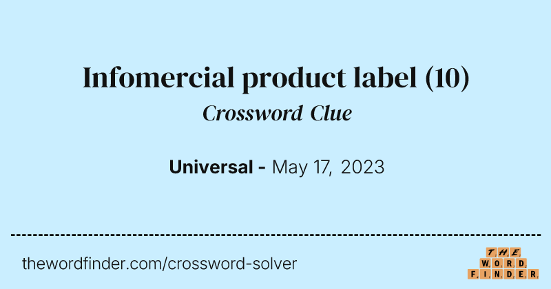 Infomercial product label crossword clue image