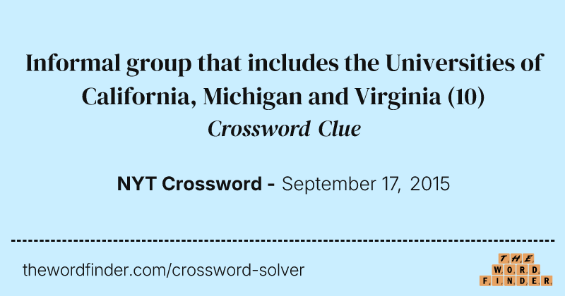 Informal group that includes the Universities of California, Michigan and Virginia crossword clue image