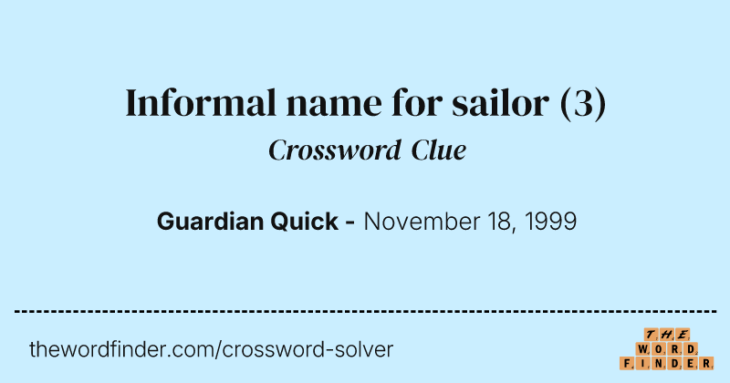 Informal name for sailor crossword clue image