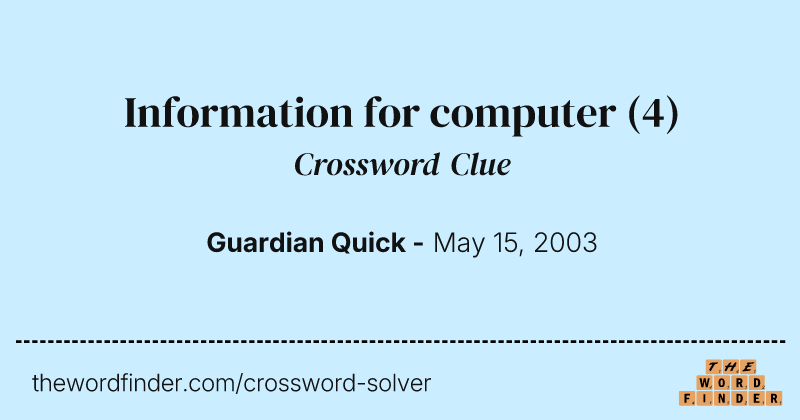 Information for computer crossword clue image