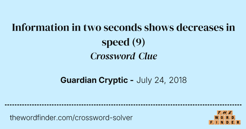Information in two seconds shows decreases in speed crossword clue image