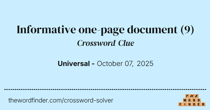 Informative one-page document crossword clue image