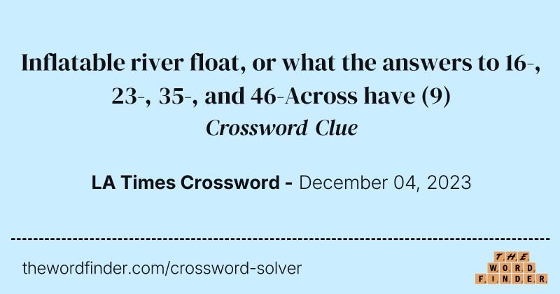 Inflatable river float, or what the answers to 16-, 23-, 35-, and 46-Across have crossword clue image