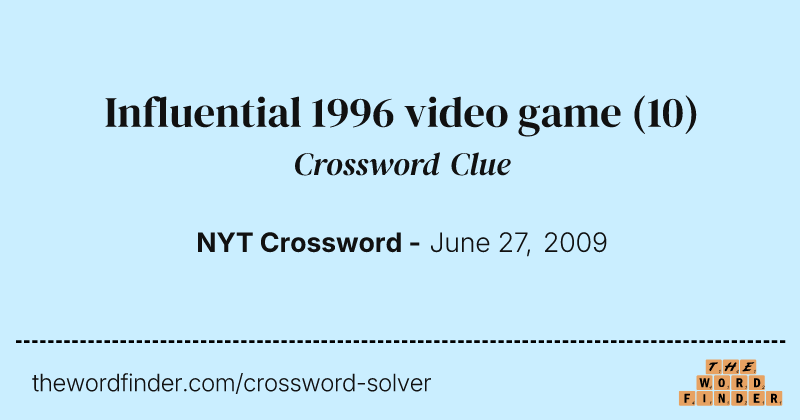Influential 1996 video game crossword clue image