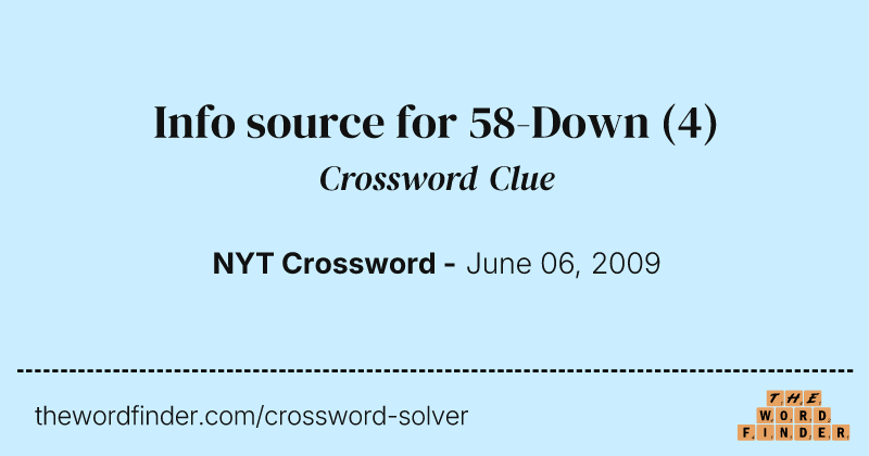 Info source for 58-Down crossword clue image