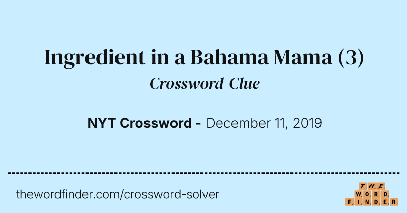 Ingredient in a Bahama Mama crossword clue image