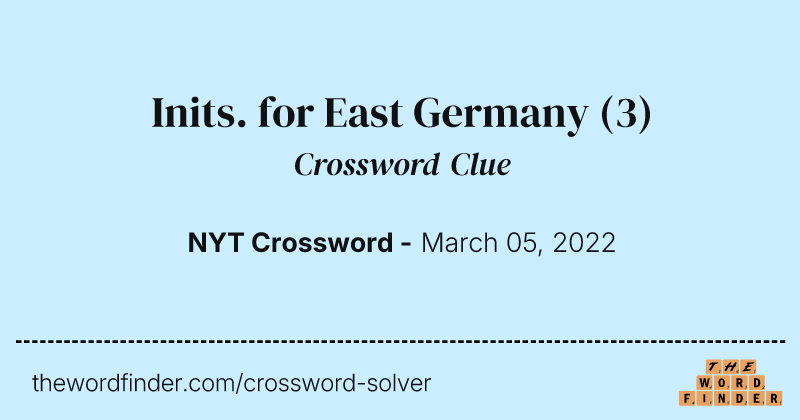 Inits. for East Germany crossword clue image
