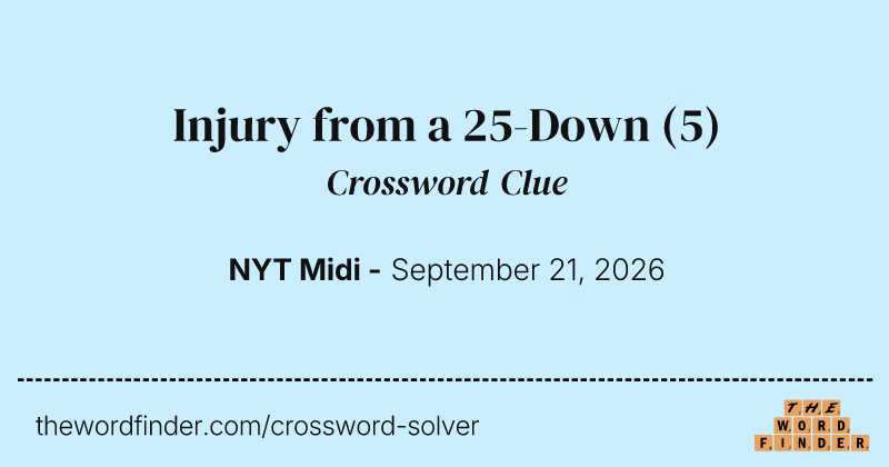 Injury from a 25-Down crossword clue image