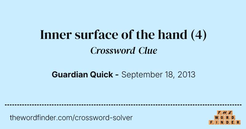 Inner surface of the hand crossword clue image