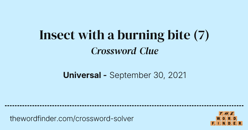 Insect with a burning bite crossword clue image