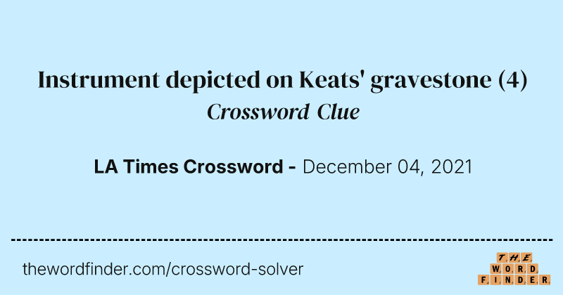 Instrument depicted on Keats' gravestone crossword clue image