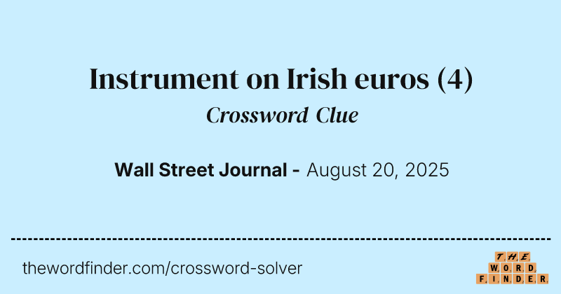 Instrument on Irish euros crossword clue image