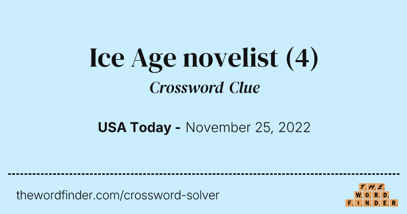 Ice Age novelist crossword clue image