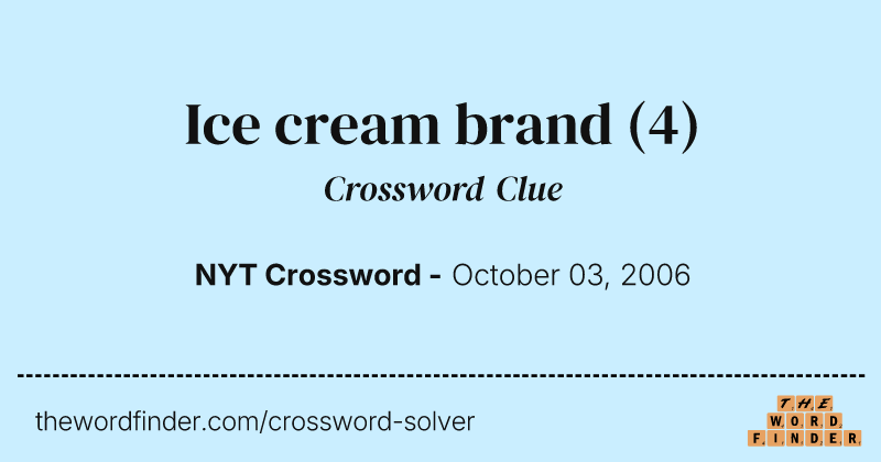 Ice cream brand crossword clue image
