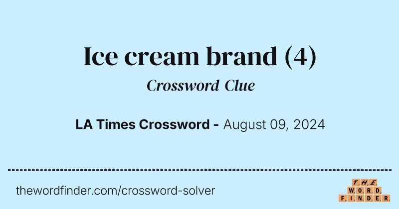 Ice cream brand crossword clue image