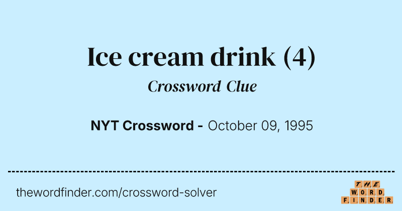 Ice cream drink crossword clue image