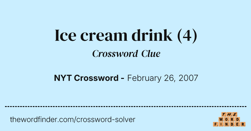 Ice cream drink crossword clue image