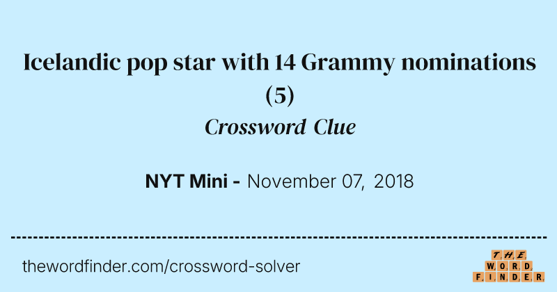 Icelandic pop star with 14 Grammy nominations crossword clue image