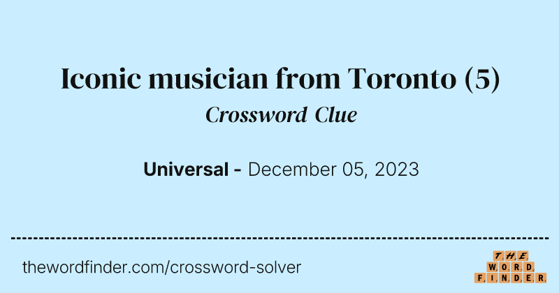 Iconic musician from Toronto crossword clue image