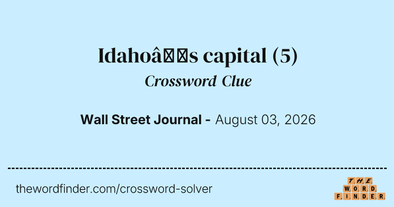 Idaho’s capital crossword clue image