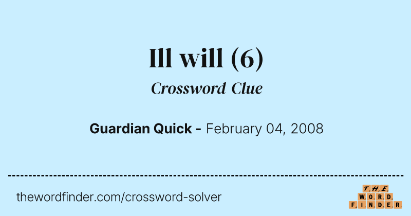 Ill will crossword clue image