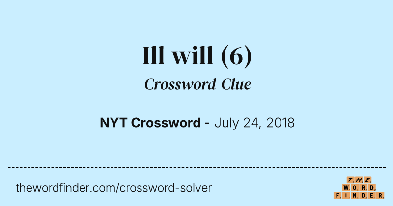 Ill will crossword clue image