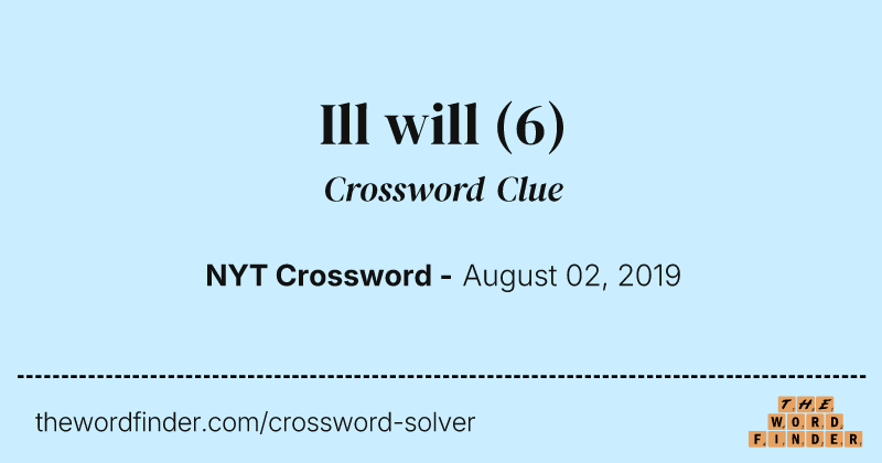 Ill will crossword clue image