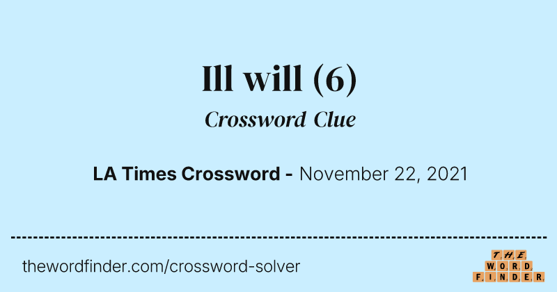 Ill will crossword clue image