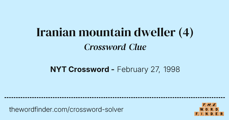 Iranian mountain dweller crossword clue image