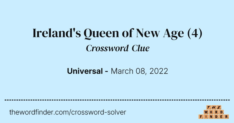 Ireland's Queen of New Age crossword clue image