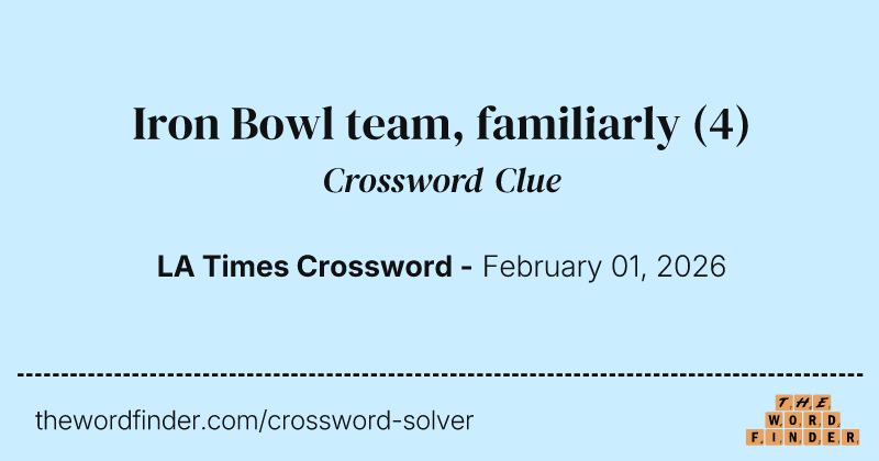 Iron Bowl team, familiarly crossword clue image